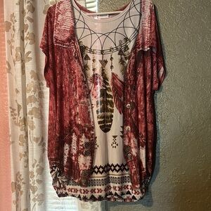 Women's Red Bohemian Top